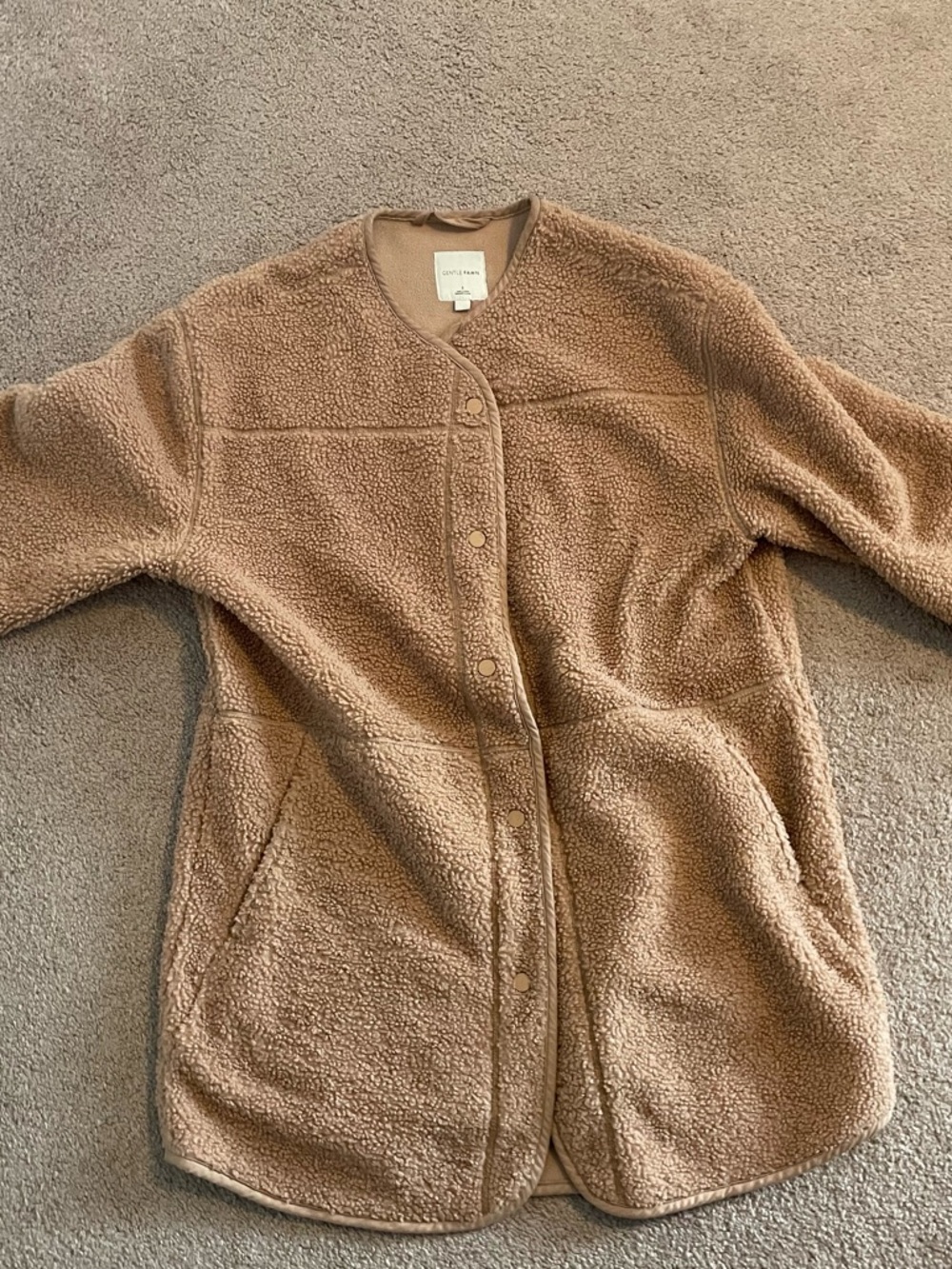 Gentle Fawn Tan Teddy Snap-Front Jacket